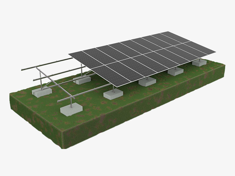 Estructuras de montaje solar terrestres con cimentación de hormigón.