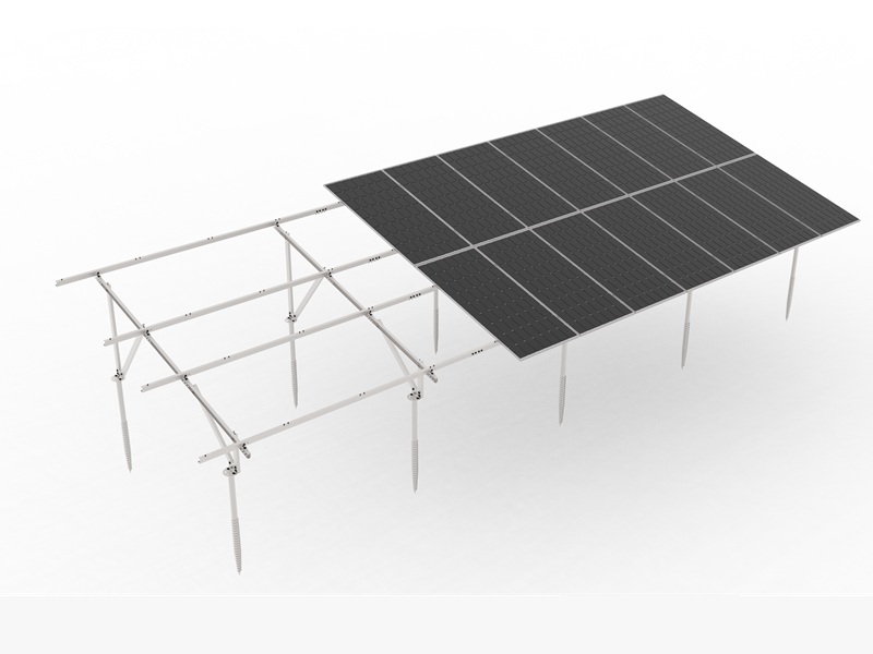 Estructuras de montaje solar terrestres con pilotes de tornillo.