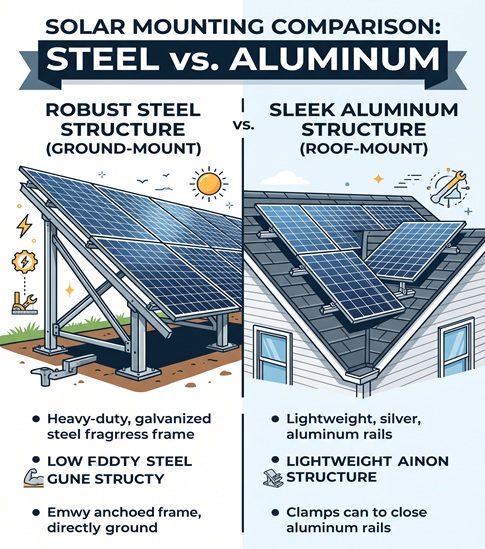 Estructuras de montaje solar de acero frente a aluminio: ¿Cuál es la más adecuada para su proyecto?